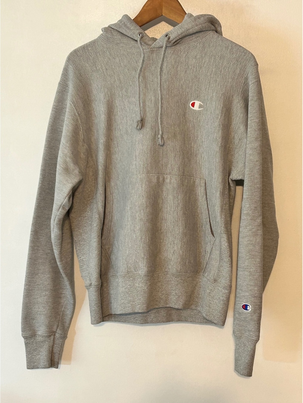 Champion Gray Pullover Hoodie Sweatshirt with Logo